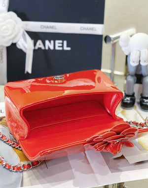 Chanel AS4388 Small Flap Bag Patent Calfskin & Gold Metal Red - Default Title - View 7