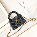 Chanel AS4416 Mini Shopping Bag Cotton tweed & Gold Metal White and Black - Default Title - View 1