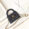 Chanel AS4416 Mini Shopping Bag Cotton Tweed & Gold-Tone Metal Black and White - Default Title - View 1