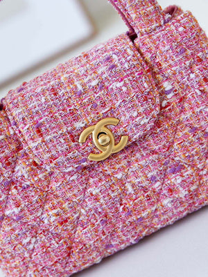 Chanel AS4416 Mini Shopping Bag Cotton Tweed & Gold-Tone Metal Pink - Default Title - View 2