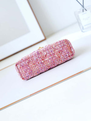 Chanel AS4416 Mini Shopping Bag Cotton Tweed & Gold-Tone Metal Pink - Default Title - View 4