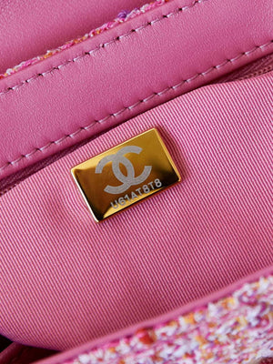 Chanel AS4416 Mini Shopping Bag Cotton Tweed & Gold-Tone Metal Pink - Default Title - View 9