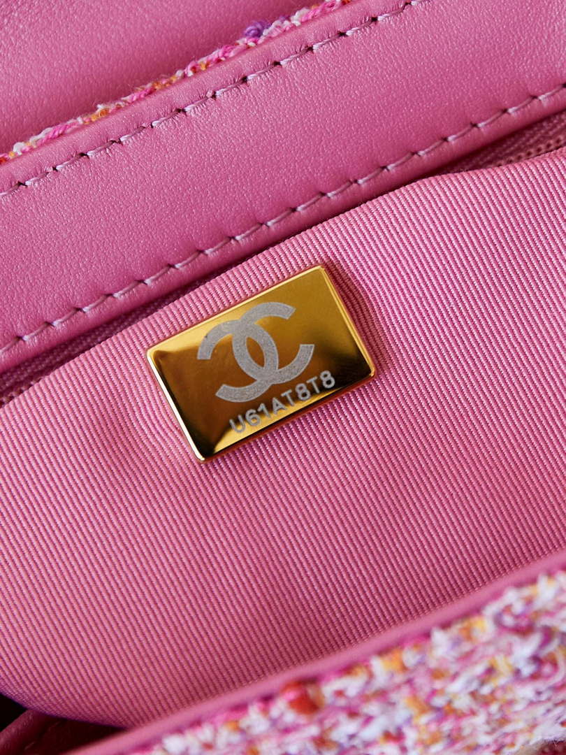 Chanel AS4416 Mini Shopping Bag Cotton Tweed & Gold-Tone Metal Pink - Default Title - View 9
