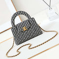 Chanel AS4416 Mini Shopping Bag Houndstooth fabric & Gold Metal White and Black - Default Title - View 1
