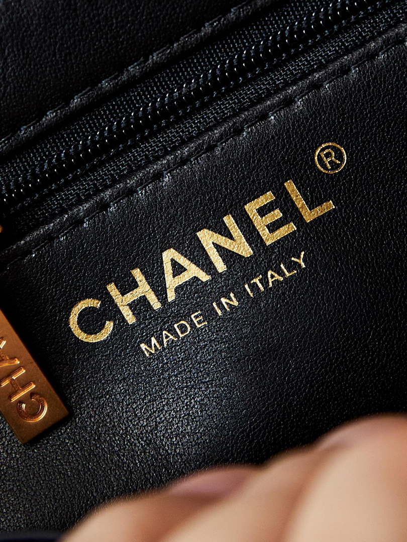Chanel AS4416 Mini Shopping Bag Houndstooth fabric & Gold Metal White and Black - Default Title - View 8