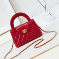 Chanel AS4416 Mini Shopping Bag shiny aged Calfskin Gold tone metal Red - Default Title - View 1