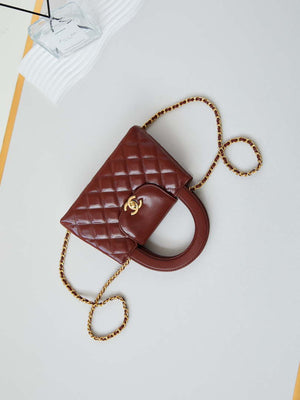 Chanel AS4416 Mini Shopping Bag shiny aged Calfskin Gold tone metal Brown - Default Title - View 7