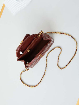 Chanel AS4416 Mini Shopping Bag shiny aged Calfskin Gold tone metal Brown - Default Title - View 8
