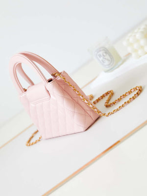 Chanel AS4416 Mini Shopping Bag shiny aged Calfskin Gold tone metal Light Pink - Default Title - View 4