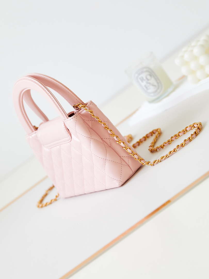 Chanel AS4416 Mini Shopping Bag shiny aged Calfskin Gold tone metal Light Pink - Default Title - View 4