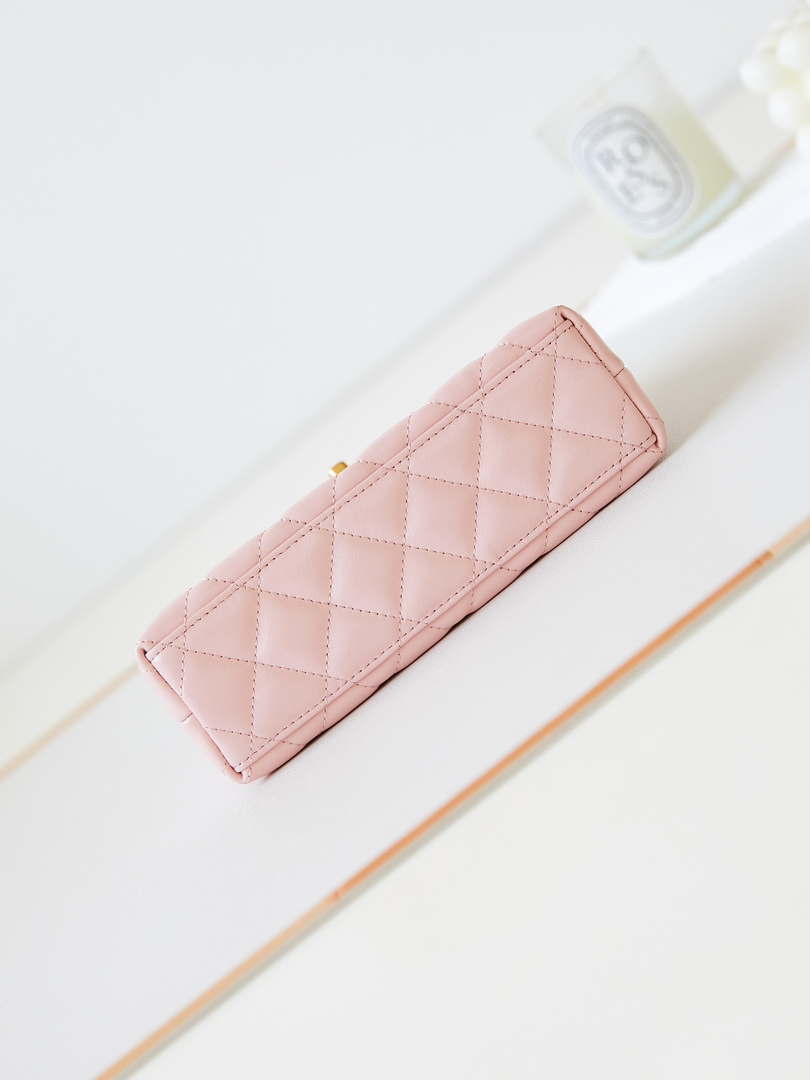 Chanel AS4416 Mini Shopping Bag shiny aged Calfskin Gold tone metal Light Pink