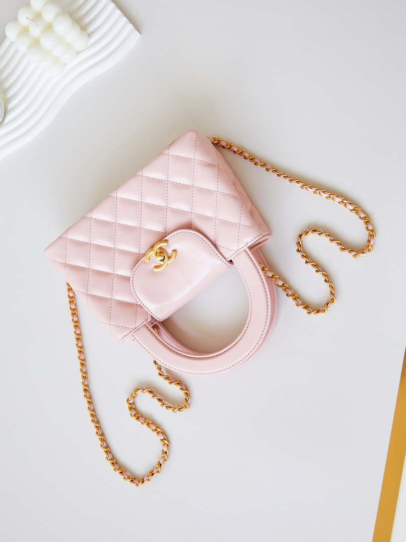 Chanel AS4416 Mini Shopping Bag shiny aged Calfskin Gold tone metal Light Pink