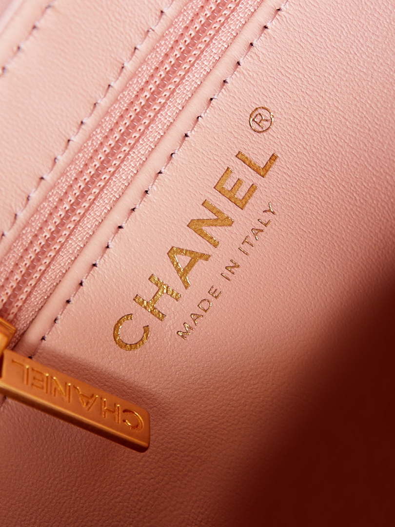 Chanel AS4416 Mini Shopping Bag shiny aged Calfskin Gold tone metal Light Pink