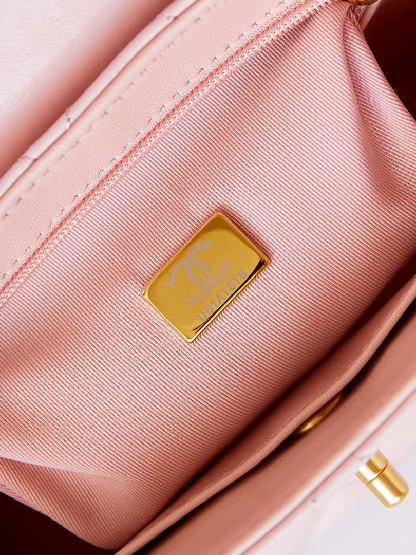 Chanel AS4416 Mini Shopping Bag shiny aged Calfskin Gold tone metal Light Pink