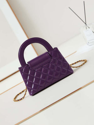 Chanel AS4416 Mini Shopping Bag shiny aged Calfskin Gold tone metal Dark Purple - Default Title - View 3
