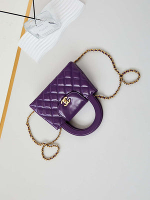 Chanel AS4416 Mini Shopping Bag shiny aged Calfskin Gold tone metal Dark Purple - Default Title - View 5