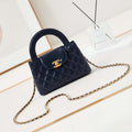 Chanel AS4416 Mini Shopping Bag shiny aged Calfskin Gold tone metal Dark Blue - Default Title - View 1