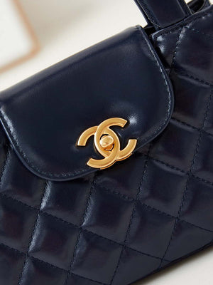 Chanel AS4416 Mini Shopping Bag shiny aged Calfskin Gold tone metal Dark Blue - Default Title - View 2