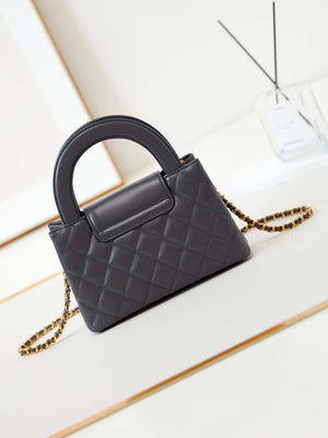 Chanel AS4416 Mini Shopping Bag shiny aged Calfskin Gold tone metal Gray - Default Title - View 4
