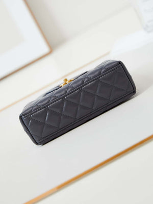 Chanel AS4416 Mini Shopping Bag shiny aged Calfskin Gold tone metal Gray - Default Title - View 5