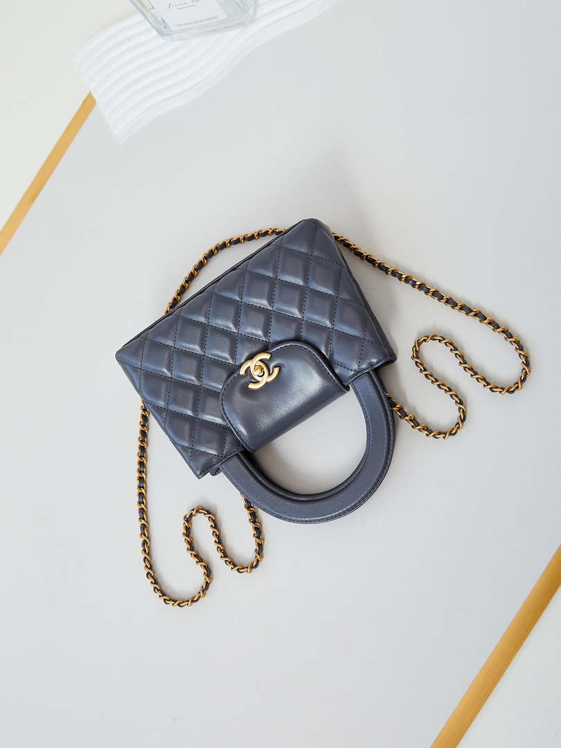 Chanel AS4416 Mini Shopping Bag shiny aged Calfskin Gold tone metal Gray