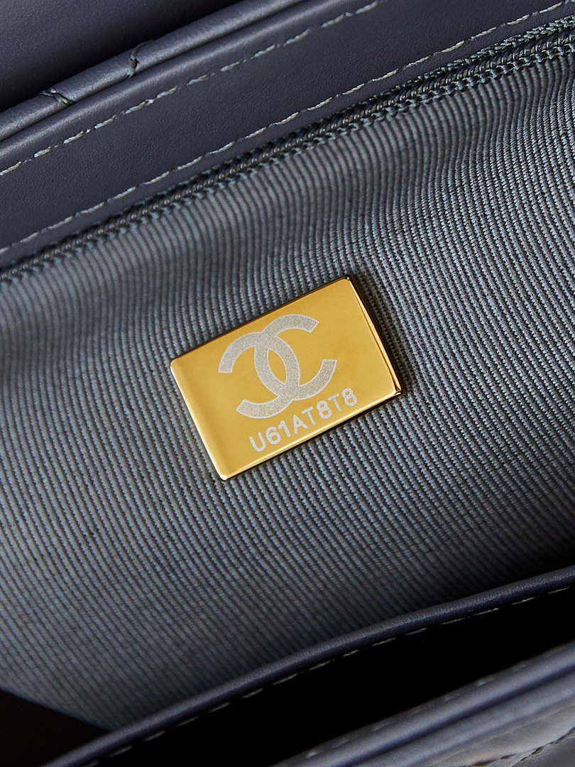 Chanel AS4416 Mini Shopping Bag shiny aged Calfskin Gold tone metal Gray