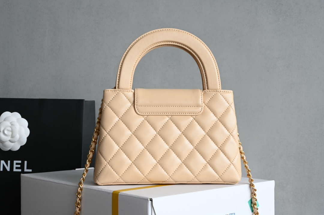 Chanel AS4416 Mini Shopping Bag shiny aged Calfskin gold tone metal Apricot