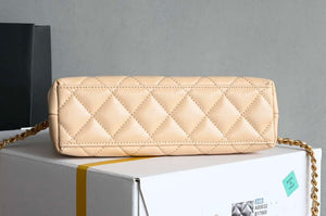 Chanel AS4416 Mini Shopping Bag shiny aged Calfskin gold tone metal Apricot - Default Title - View 3