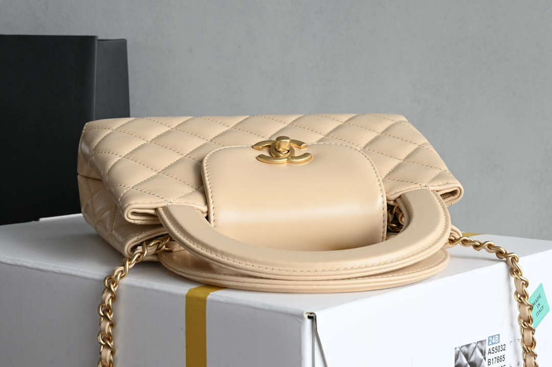 Chanel AS4416 Mini Shopping Bag shiny aged Calfskin gold tone metal Apricot - Default Title - View 5