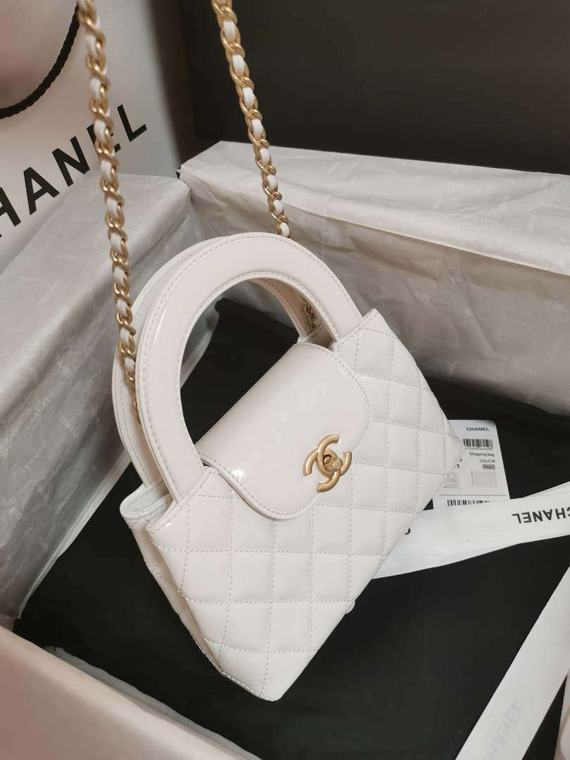 Chanel AS4416 Mini Shopping Bag shiny aged Calfskin gold tone metal Beige
