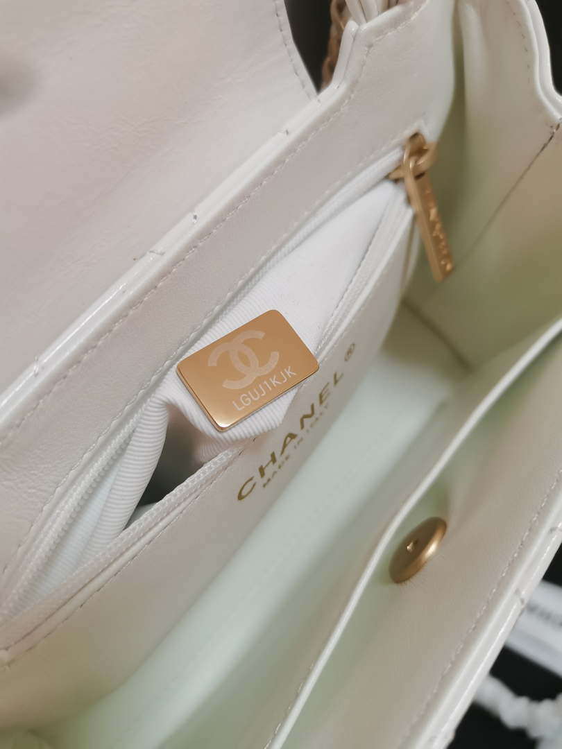 Chanel AS4416 Mini Shopping Bag shiny aged Calfskin gold tone metal Beige