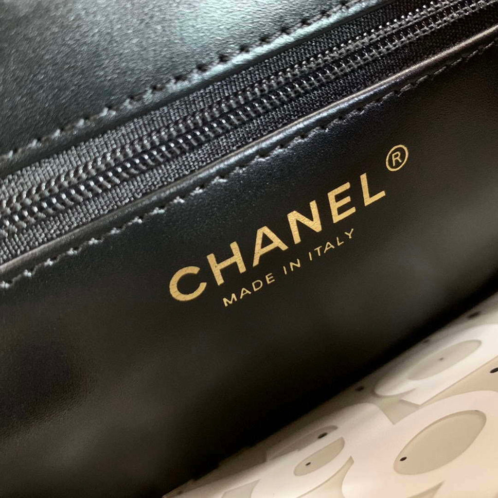 Chanel AS4416 Mini  Shopping Bag shiny aged Calfskin gold tone metal Black