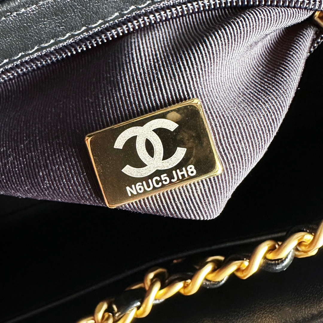 Chanel AS4416 Mini  Shopping Bag shiny aged Calfskin gold tone metal Black - Default Title - View 8