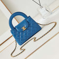 Chanel AS4416 Mini Shopping Bag shiny aged Calfskin gold tone metal Electric blue - Default Title - View 1