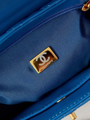 Chanel AS4416 Mini Shopping Bag shiny aged Calfskin gold tone metal Electric blue - Default Title - View 8