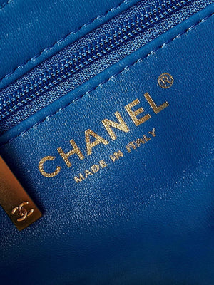 Chanel AS4416 Mini Shopping Bag shiny aged Calfskin gold tone metal Electric blue - Default Title - View 9