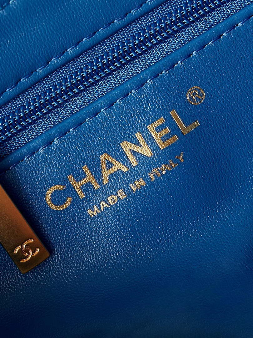 Chanel AS4416 Mini Shopping Bag shiny aged Calfskin gold tone metal Electric blue