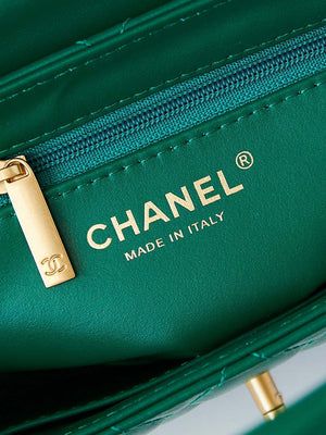 Chanel AS4416 Mini Shopping Bag shiny aged Calfskin Gold tone metal Green - Default Title - View 8