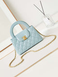Chanel AS4416 Mini  Shopping Bag shiny aged Calfskin gold tone metal Lake Blue