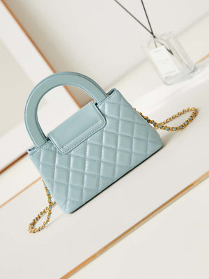 Chanel AS4416 Mini  Shopping Bag shiny aged Calfskin gold tone metal Lake Blue - Default Title - View 5
