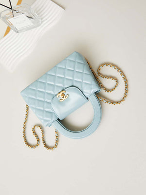 Chanel AS4416 Mini  Shopping Bag shiny aged Calfskin gold tone metal Lake Blue - Default Title - View 6