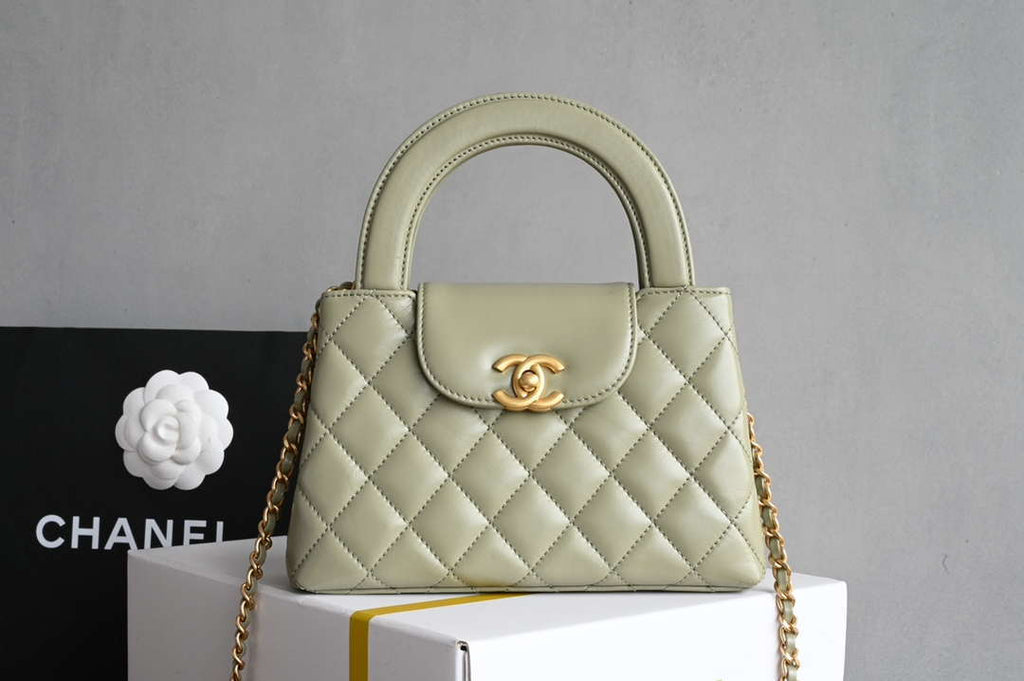 Chanel AS4416 Mini Shopping Bag shiny aged Calfskin gold tone metal light Green