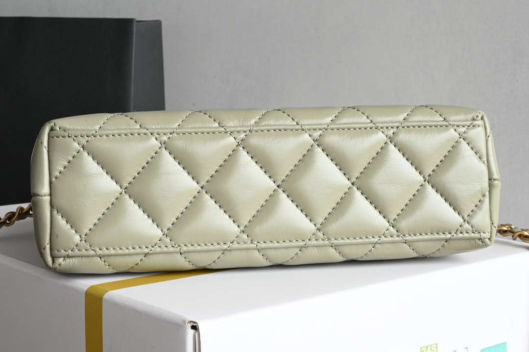 Chanel AS4416 Mini Shopping Bag shiny aged Calfskin gold tone metal light Green - Default Title - View 3