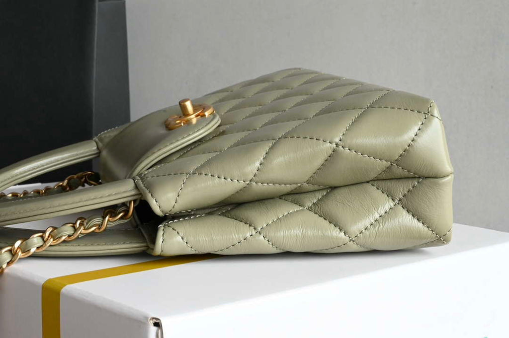 Chanel AS4416 Mini Shopping Bag shiny aged Calfskin gold tone metal light Green