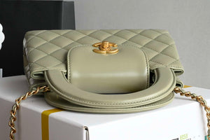 Chanel AS4416 Mini Shopping Bag shiny aged Calfskin gold tone metal light Green - Default Title - View 5