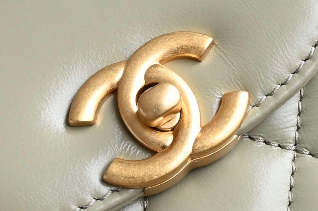 Chanel AS4416 Mini Shopping Bag shiny aged Calfskin gold tone metal light Green