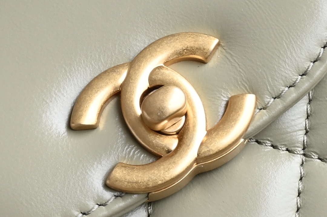 Chanel AS4416 Mini Shopping Bag shiny aged Calfskin gold tone metal light Green