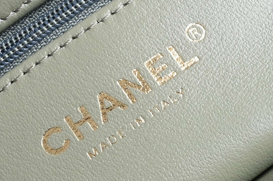 Chanel AS4416 Mini Shopping Bag shiny aged Calfskin gold tone metal light Green - Default Title - View 8