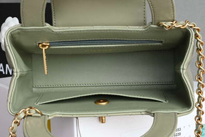 Chanel AS4416 Mini Shopping Bag shiny aged Calfskin gold tone metal light Green - Default Title - View 9
