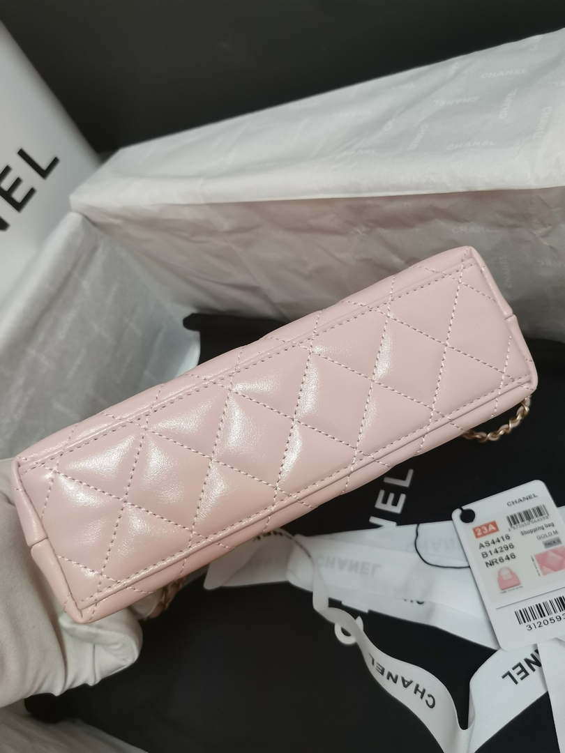 Chanel AS4416 Mini Shopping Bag shiny aged Calfskin gold tone metal Light Pink